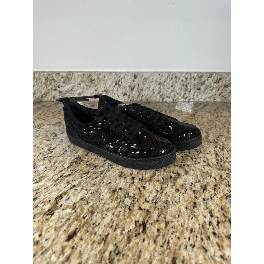 Women's Glittery Black Sneakers Size 8/9 8.5 Large NWT